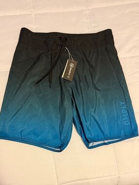 Black to Teal Ombre Swim Shorts